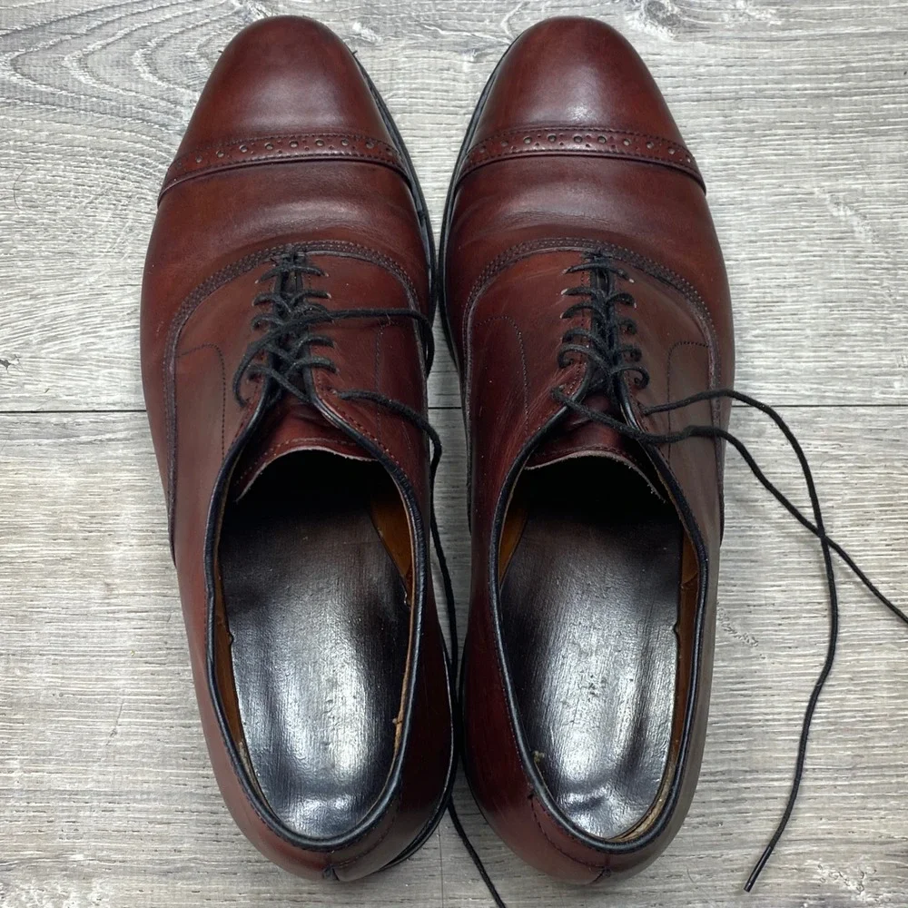 Allen Edmonds Fifth Avenue Mens 8.5 D Brown Leather Cap Toe Oxford Dress Shoes